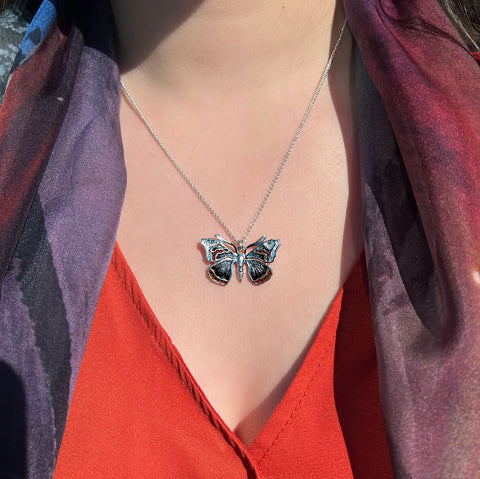 Red Admiral Butterfly Enamel Pendant by Sheila Fleet Jewellery