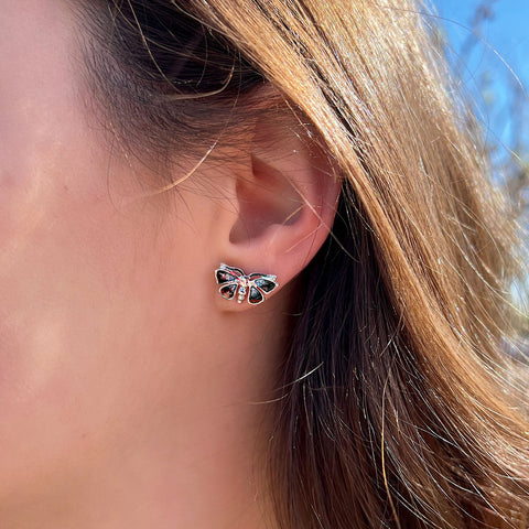 Red Admiral Butterfly Small Enamel Stud Earrings by Sheila Fleet Jewellery