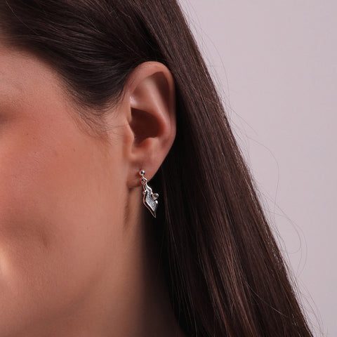 River Ripples Small Cubic Zirconia Drop Earrings in Frost Enamel by Sheila Fleet Jewellery