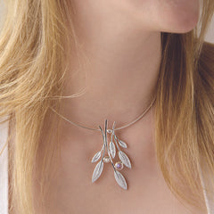 Rowan Occasion Necklace in Frost Enamel with Moonstone, Pearl & CZ