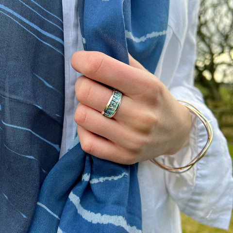 Runic Dress Ring in Storm Enamel