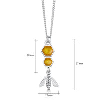 Honeycomb & Bee Small Silver Pendant in Honey Enamel by Sheila Fleet Jewellery