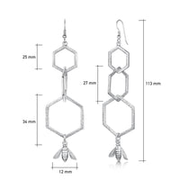 Honeycomb 3-link Occasion Drop Earrings with Sterling Silver Bee by Sheila Fleet Jewellery