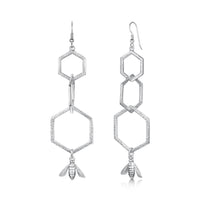 Honeycomb 3-link Occasion Drop Earrings with Sterling Silver Bee by Sheila Fleet Jewellery