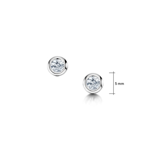 Cubic Zirconia Solitaire Stud Earrings in Sterling Silver