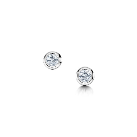 Cubic Zirconia Solitaire Stud Earrings in Sterling Silver