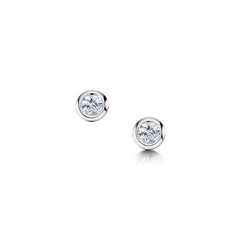 Cubic Zirconia Solitaire Stud Earrings in Sterling Silver