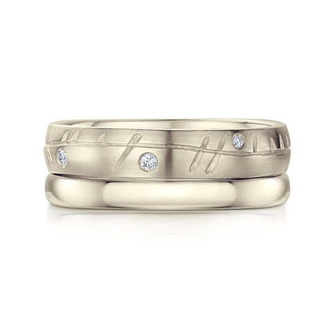 Ogham Ring Set in 18ct White Gold by Sheila Fleet Jewellery