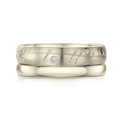 Ogham Ring Set in 18ct White Gold by Sheila Fleet Jewellery