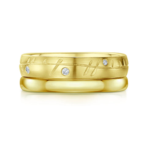 Ogham Ring Set in 18ct Yellow Gold by Sheila Fleet Jewellery