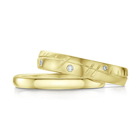Ogham Ring Set in 18ct Yellow Gold by Sheila Fleet Jewellery
