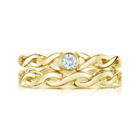 Celtic Twist Solitaire Ring Set in 18ct Yellow Gold