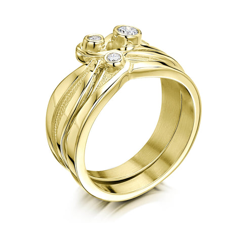New Wave Diamond Ring Set in 18ct Yellow Gold – Sheila Fleet Jewellery