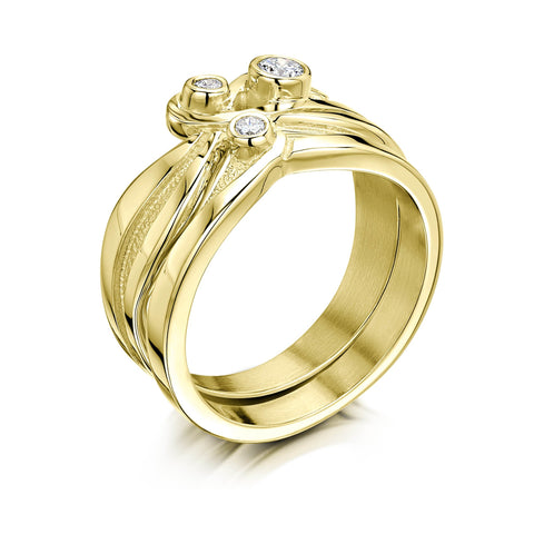 New Wave Diamond Ring Set in 18ct Yellow Gold