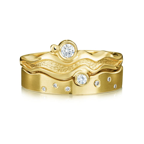 Diamond River Ripples Ring Set in 18ct Yellow Gold
