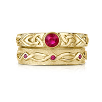 Celtic Knotwork Ruby Ring Set in 18ct Yellow Gold