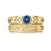 Celtic Knotwork Sapphire Ring Set in 18ct Yellow Gold