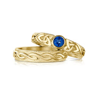 Celtic Knotwork Sapphire Ring Set in 18ct Yellow Gold