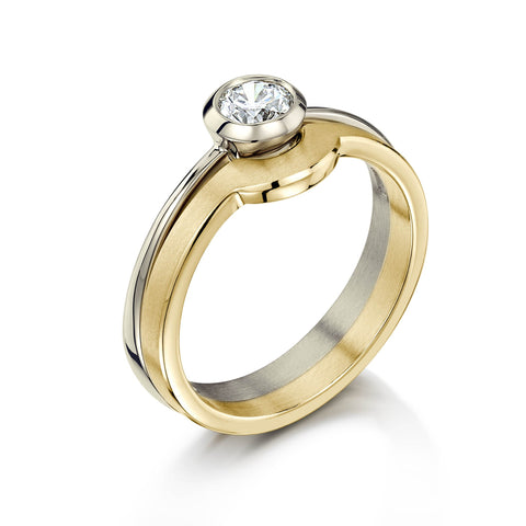 Arch Solitaire 0.40ct Ring Set in 9ct White & Yellow Gold