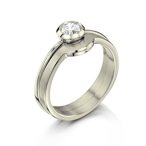 Arch Solitaire 0.40ct Ring Set in 9ct White Gold by Sheila Fleet Jewellery