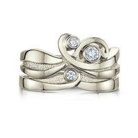 New Wave Diamond Ring Set in 9ct White Gold by Sheila Fleet Jewellery