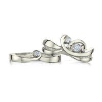 New Wave Diamond Ring Set in 9ct White Gold by Sheila Fleet Jewellery