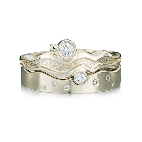 Diamond River Ripples Ring Set in 9ct White Gold