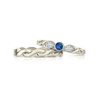 Celtic Trilogy Sapphire & Diamond Ring Set in 9ct White Gold