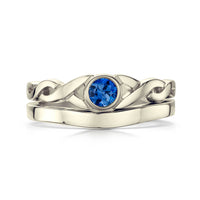 Celtic Twist Sapphire Ring Set in 9ct White Gold by Sheila Fleet Jewellery