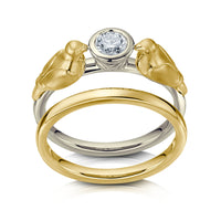 Dove Solitaire Ring Set in 9ct White & Yellow Gold by Sheila Fleet Jewellery