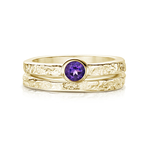 Matrix Amethyst Ring Set in 9ct Yellow Gold