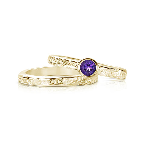 Matrix Amethyst Ring Set in 9ct Yellow Gold