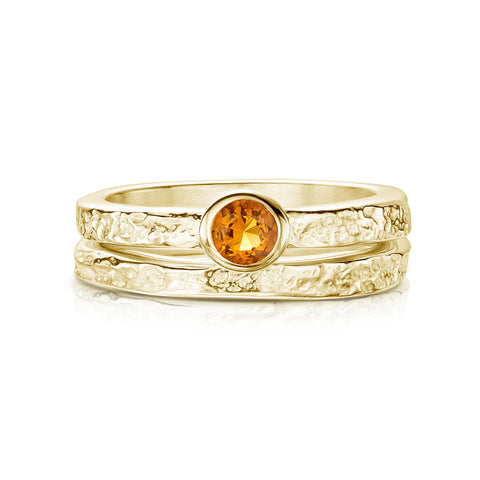 Matrix Citrine Ring Set in 9ct Yellow Gold by Sheila Fleet Jewellery