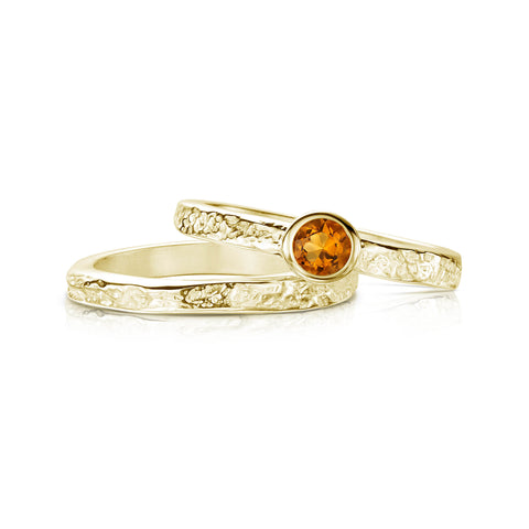 Matrix Citrine Ring Set in 9ct Yellow Gold by Sheila Fleet Jewellery