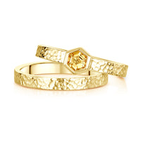 Honeycomb 4mm Citrine Ring Set in 9ct Yellow Gold by Sheila Fleet Jewellery