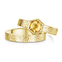 Honeycomb 6mm Citrine Ring Set in 9ct Yellow Gold by Sheila Fleet Jewellery