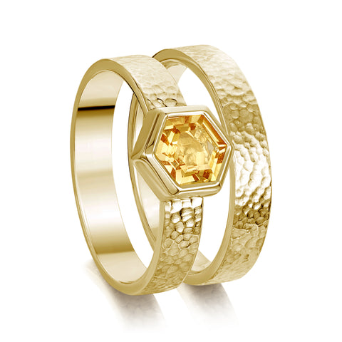 Honeycomb 6mm Citrine Ring Set in 9ct Yellow Gold by Sheila Fleet Jewellery