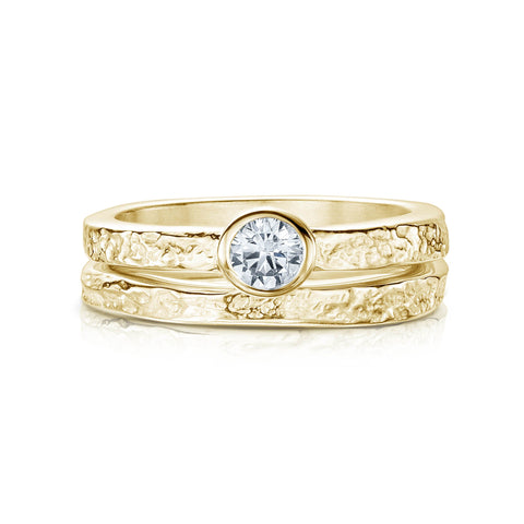 Matrix Cubic Zirconia Ring Set in 9ct Yellow Gold