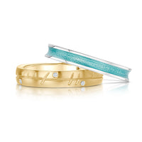 Ogham Diamond 9ct Yellow Gold & Halo ‘Green’ Enamel Ring Set