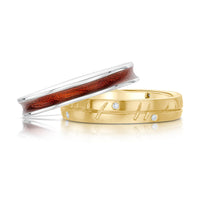 Ogham Diamond 9ct Yellow Gold & Halo ‘Red’ Enamel Ring Set