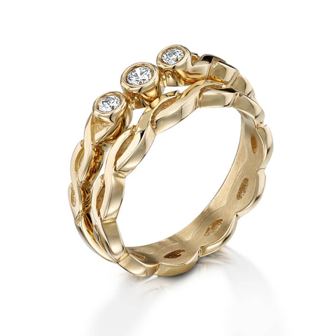 Celtic Trilogy Diamond Ring Set in 9ct Yellow Gold