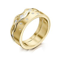 River Ripples Diamond Ring Set in 9ct Yellow Gold by Sheila Fleet Jewellery