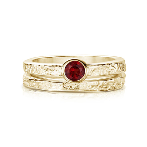 Matrix Garnet Ring Set in 9ct Yellow Gold