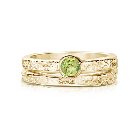 Matrix Peridot Ring Set in 9ct Yellow Gold