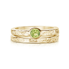 Matrix Peridot Ring Set in 9ct Yellow Gold
