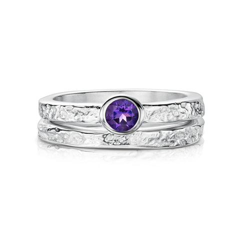 Matrix Amethyst Ring Set in Sterling Silver