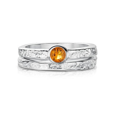 Matrix Citrine Ring Set in Sterling Silver by Sheila Fleet Jewellery