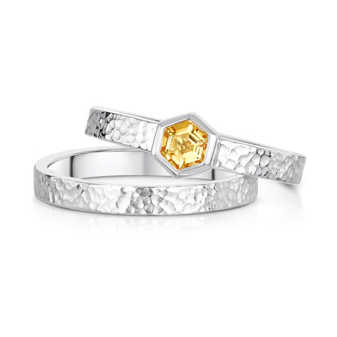 Honeycomb 4mm Citrine Hexagon Ring Set in Sterling Silver by Sheila Fleet Jewellery