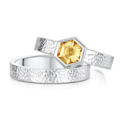 Honeycomb 6mm Citrine Ring Set in Sterling Silver by Sheila Fleet Jewellery
