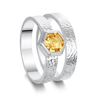 Honeycomb 6mm Citrine Ring Set in Sterling Silver by Sheila Fleet Jewellery